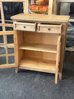 Rustic Wooden Storage Cabinet with Glass Doors