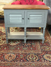 Classic Grey Storage Cabinet with Natural Wood Top