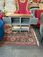 Classic Grey Storage Cabinet with Natural Wood Top