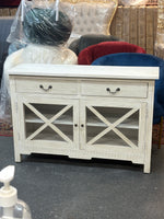 Farmhouse Chic Sideboard Buffet – Whitewashed Finish