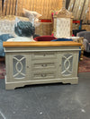 Classic Farmhouse Sideboard Buffet – White & Glass Panel Finish