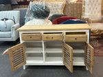 Coastal Charm Buffet Sideboard – White & Natural Finish - Mindi Wood