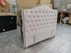 Nero Buttoned Headboard - Super King Size - Silver Warwick Fabric - NEW ARRIVAL