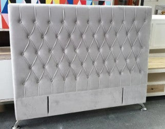 Dahlia  Queen Headboard - Light grey velvet