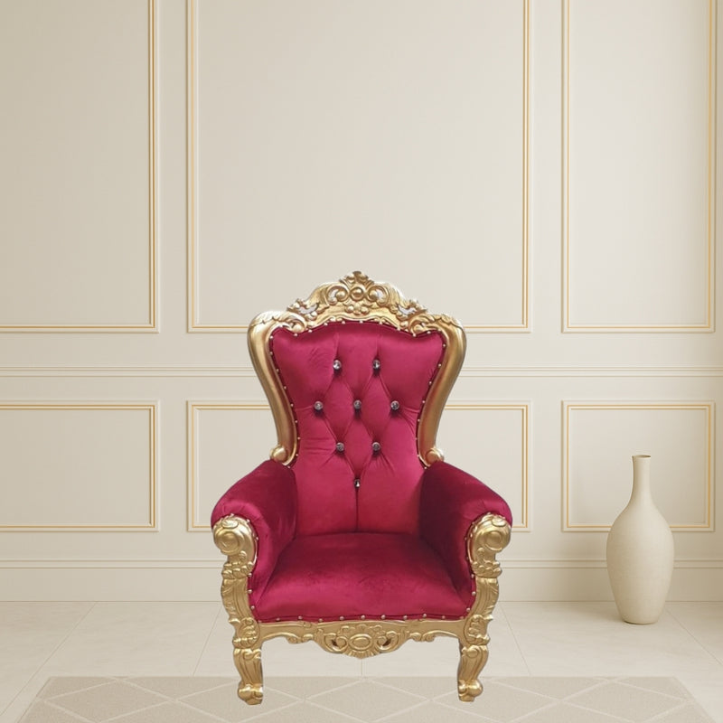 Throne Chair - Red with Gold Frame