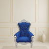Throne Chair - Blue with Silver Frame