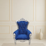 Throne Chair - Blue with Silver Frame