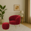Occasional Arm Chair with Ottoman -Red Fabric