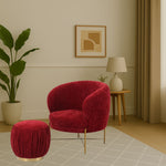 Occasional Arm Chair with Ottoman -Red Fabric