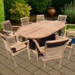 OVAL TEAK WOODEN TABLE - 200/300(120CM DEPTH) - TABLE ONLY