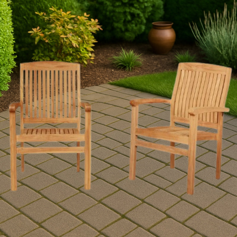 Marley Stackable Chairs X4 - Teak Wood
