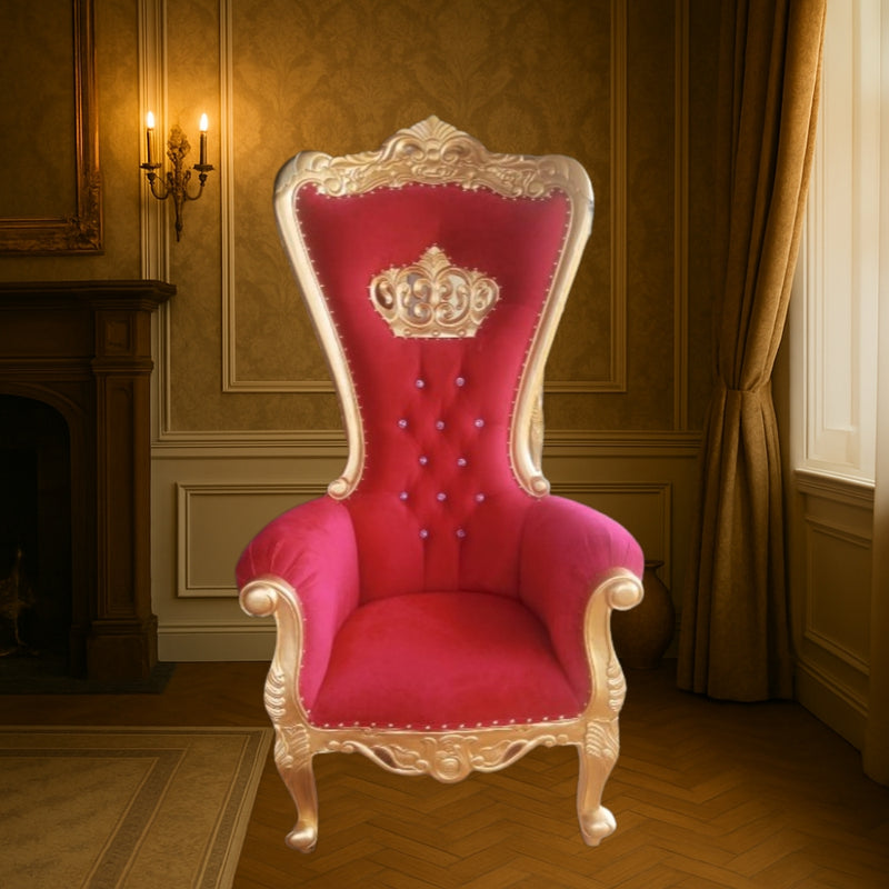 THRONE CHAIR (KING/QUEEN CHAIR) - MAHOGANY WOOD