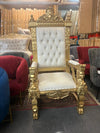 Throne Chair (King/Queen Chair) - Mahogany Wood - Light Cream