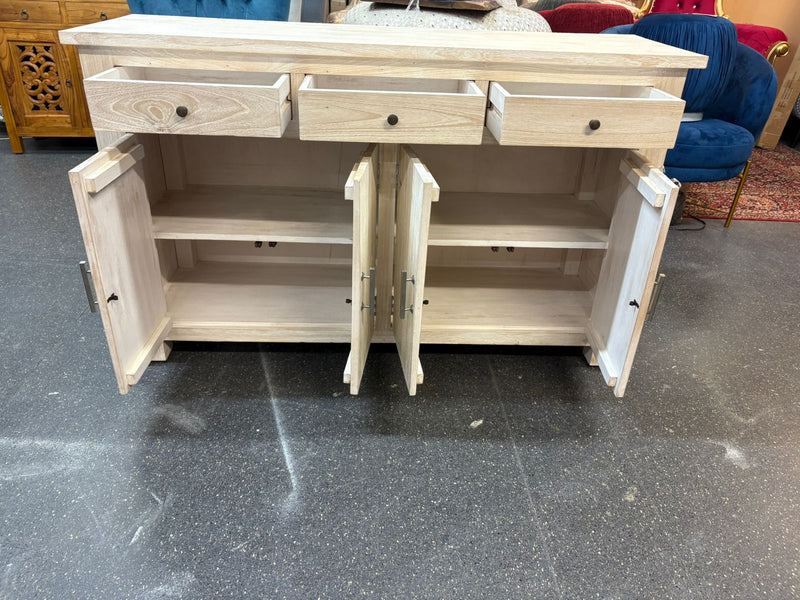 Natural Wood Buffet/Side Table - White Wash Finish