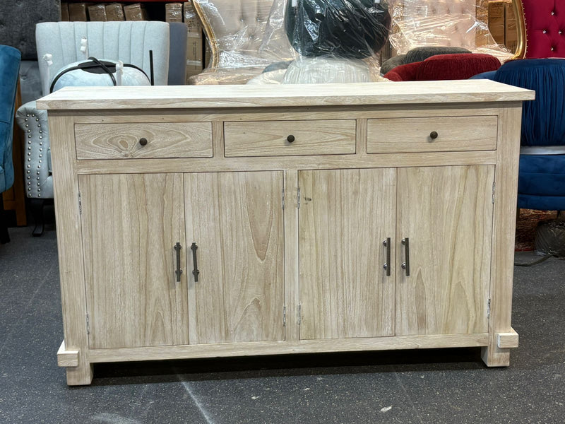 Natural Wood Buffet/Side Table - White Wash Finish