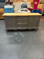 Buffet/Side Table - Vintage Grey Sideboard with Natural Finish Top