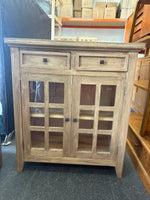 Rustic Wooden Storage Cabinet with Glass Doors