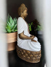 White & Gold Meditating Buddha Statue