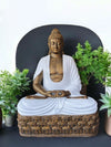 White & Gold Meditating Buddha Statue