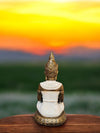 White & Gold Meditating Buddha Statue