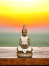 White & Gold Meditating Buddha Statue