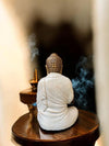 White & Gold Buddha Statue – Abhaya Mudra