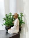White & Gold Buddha Statue – Abhaya Mudra