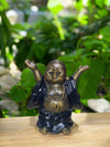 Black & Gold Laughing Buddha – Hands Up Pose (Symbol of Joy, Success & Abundance)