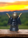 Black & Gold Laughing Buddha – Hands Up Pose (Symbol of Joy, Success & Abundance)