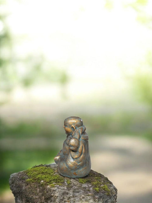 Hear No Evil Laughing Buddha – Stone Bronze Finish (Symbol of Peace & Positivity)