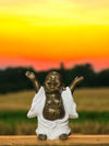 white & Gold Laughing Buddha – Hands Up Pose 40CM
