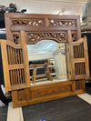 Handcrafted Wooden Mirror with Shutter Doors