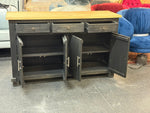 Buffet/Side Table - Rustic Black Sideboard with Natural Finish Top