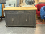 Buffet/Side Table - Rustic Black Sideboard with Natural Finish Top