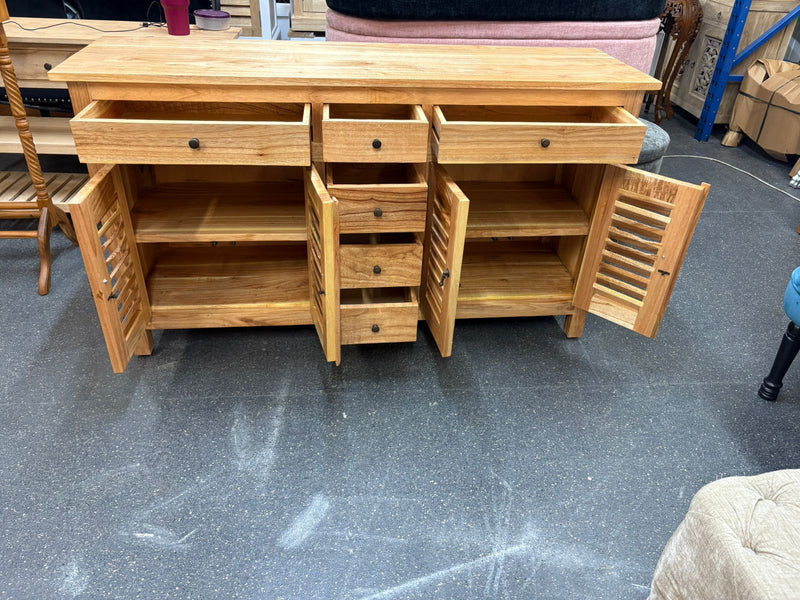 Louver Buffet Cabinet – Natural Finish - Mindi Wood