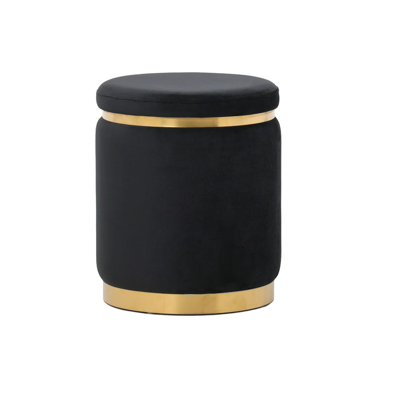 OTTOMAN WITH GOLD BASE (Black)