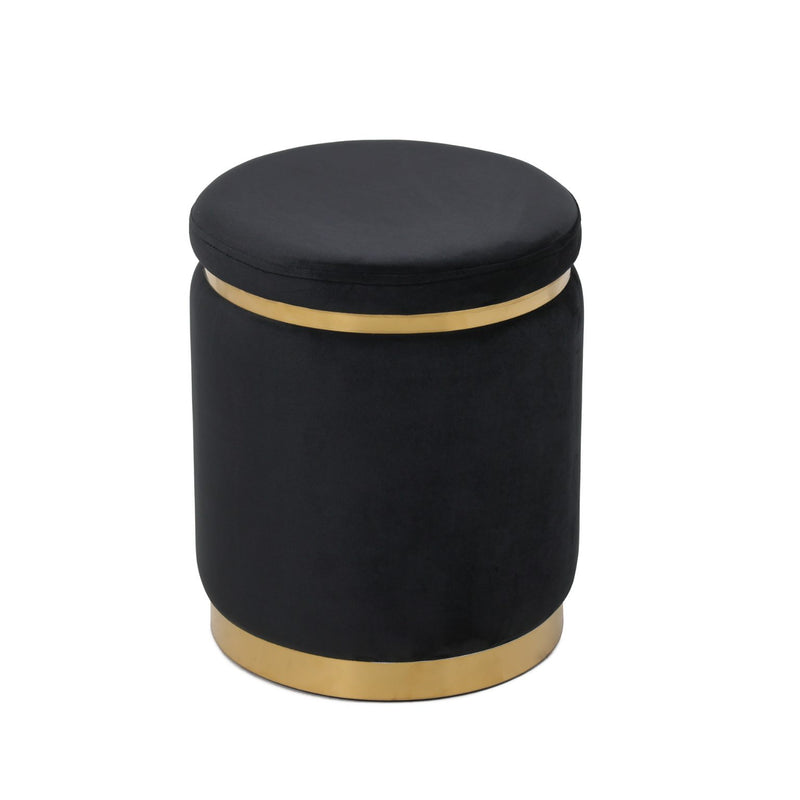OTTOMAN WITH GOLD BASE (Black)