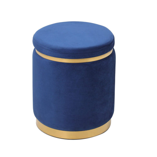 OTTOMAN WITH GOLD BASE (Navy Blue)