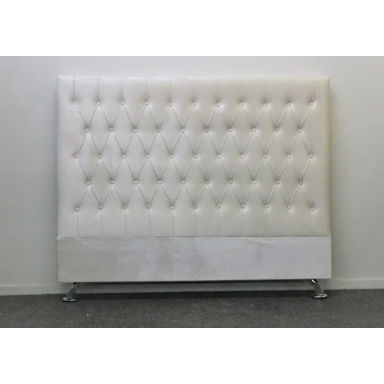 Dahlia Buttoned Super King Headboard - White Velvet