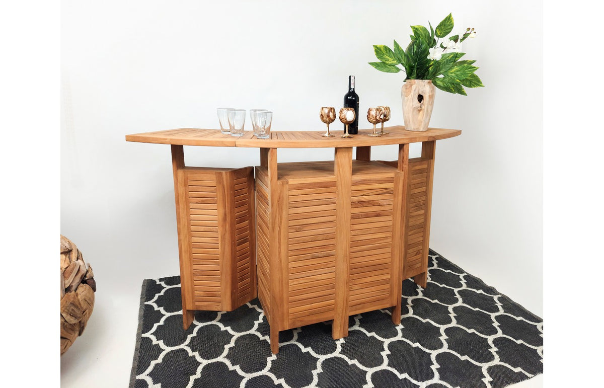 Bar Cabinet Extension Table - Teak Wood - Outdoor Furniture