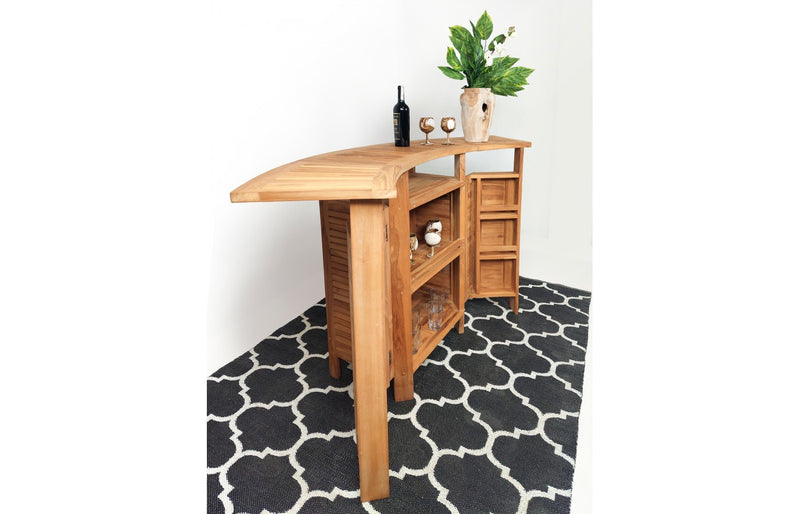 TEAK WOOD - BAR CABINET EXTENSION TABLE (Chairs not included)