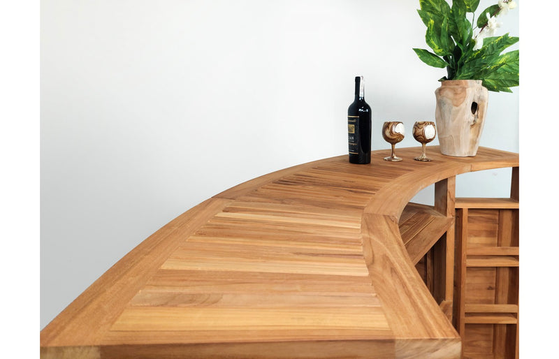 TEAK WOOD - BAR CABINET EXTENSION TABLE (Chairs not included)