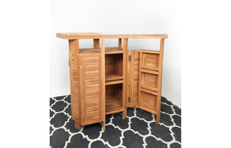 TEAK WOOD - BAR CABINET EXTENSION TABLE (Chairs not included)