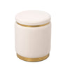 OTTOMAN WITH GOLD BASE (CREAM VELVET)