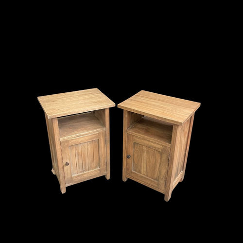 Bedside Cabinet Pair - Mindi Wood - Natural Finish