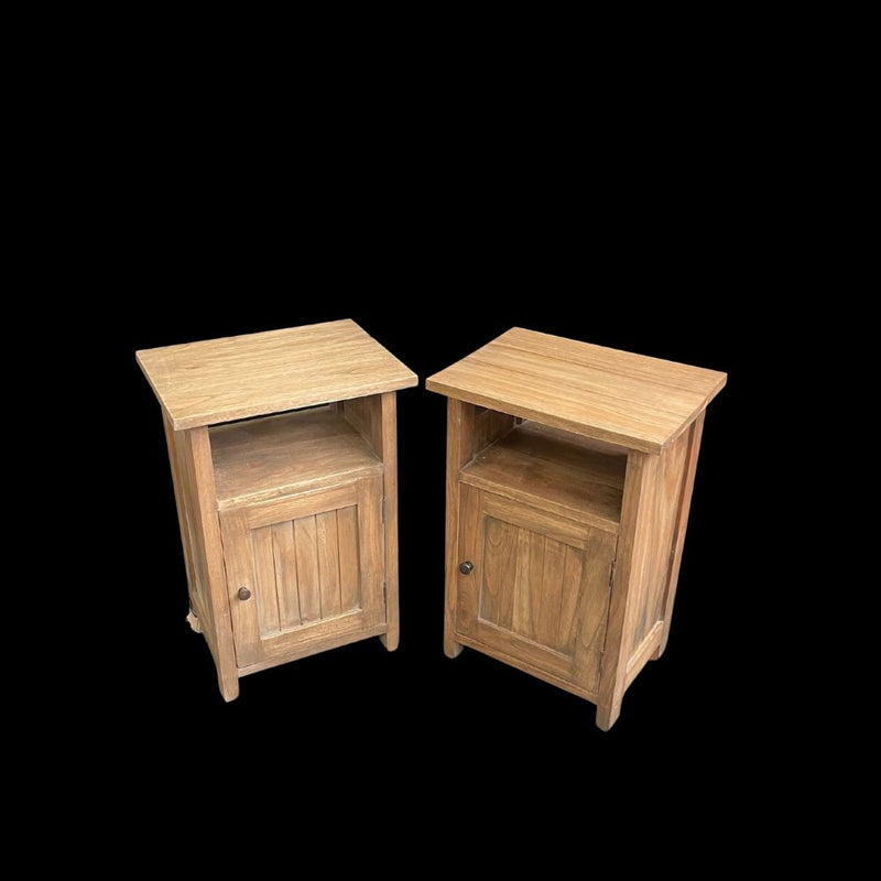 Bedside Cabinet Pair - Mindi Wood - Natural Finish
