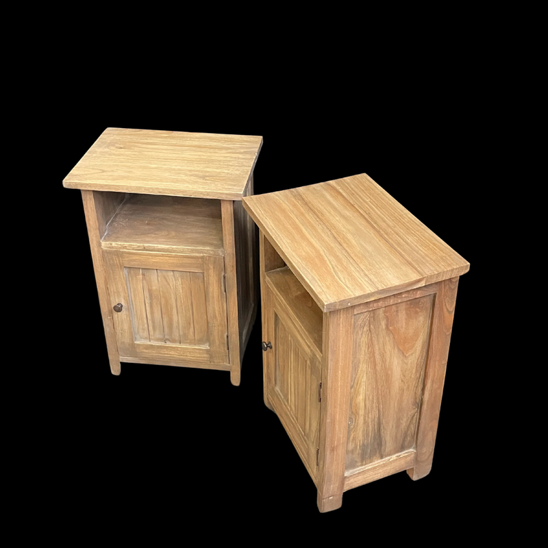 Bedside Cabinet Pair - Mindi Wood - Natural Finish