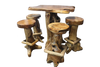Teak Root Bar Leaner & 4 Stools - All from Teak Root