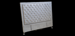 Ancona Buttoned Queen Headboard- Light Grey Velvet