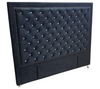 Ancona Buttoned Super King Headboard - Black Velvet with Crystals